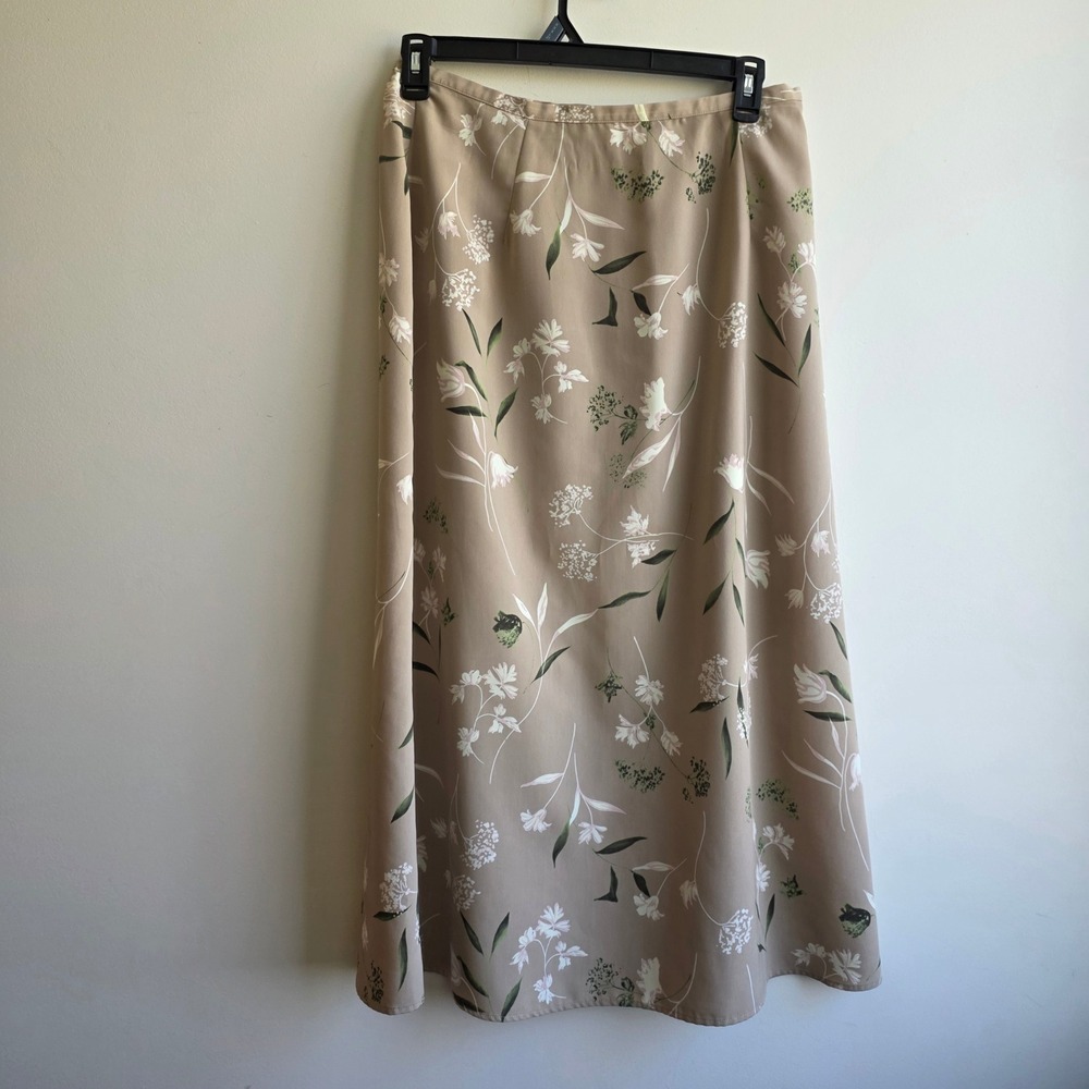 Vintage Norton McNaughton Floral‎ Maxi Skirt Tan 90s Y2K Cottagecore Size 14